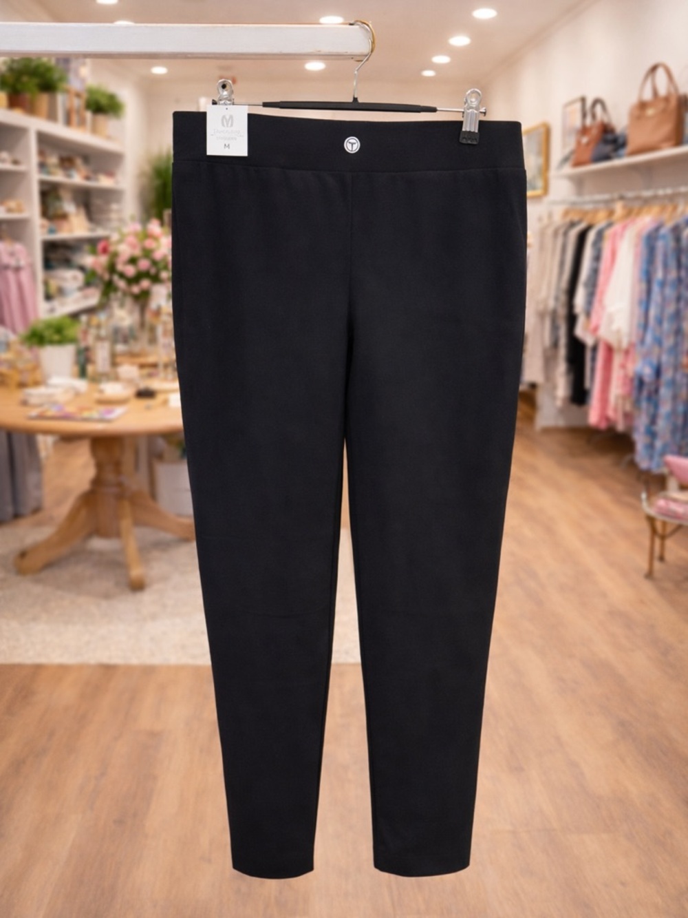 Talbots T Pull On Straight Leg Pants Medium Black Zip Pocket NWT - Picture 2 of 3